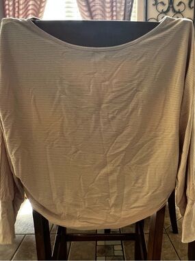 Light Beige Ribbed Long Sleeve Top and bottoms set